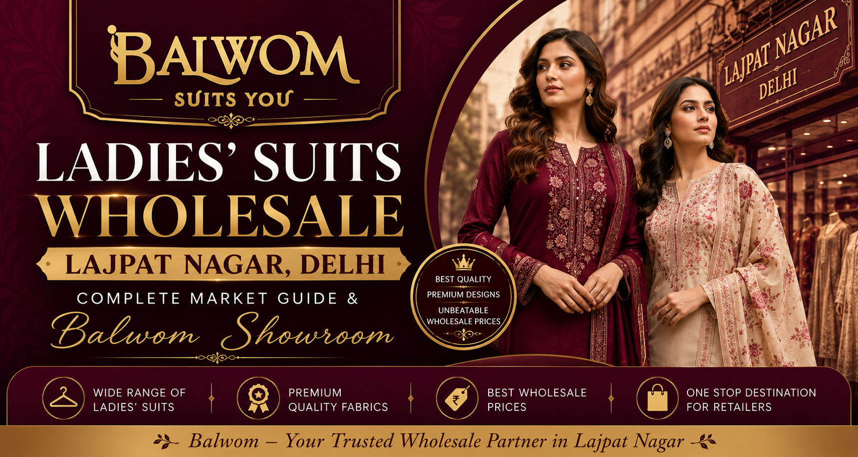 Ladies' Suits Wholesale Lajpat Nagar Delhi: Complete Market Guide & Balwom Showroom